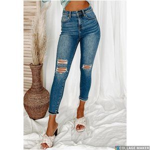 KENYA HIGH RISE DISTRESSED SKINNY JEANS